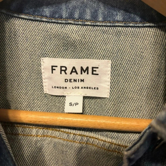 Frame Denim Jacket Button Front Black Fringe Embelishment Size Small - Picture 6 of 7